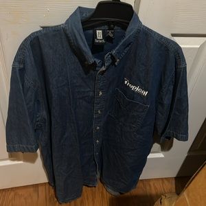 Hartwell Women’s Blue and White Button Down Short-Sleeve Shirt XL